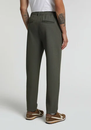 Regular Fit Orta Bel Düz Paça Erkek Yeşil  Pantolon