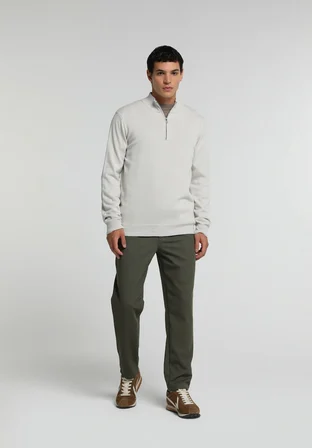 Regular Fit Orta Bel Düz Paça Erkek Yeşil  Pantolon