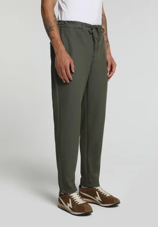 Regular Fit Orta Bel Düz Paça Erkek Yeşil  Pantolon