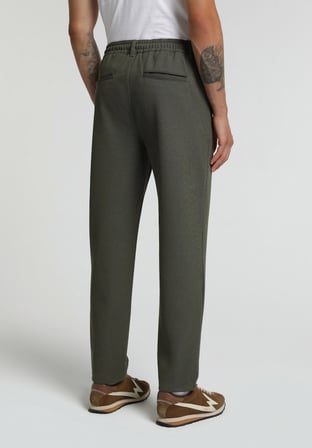 Regular Fit Orta Bel Düz Paça Erkek Yeşil  Pantolon