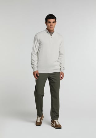 Regular Fit Orta Bel Düz Paça Erkek Yeşil  Pantolon