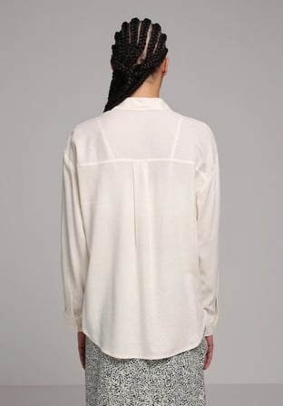 Boyfriend Fit Shirt Neck Düz Kadın Sari Uzun Kol Gömlek