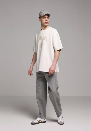 Baggy Fit   Erkek Grey Denim Jean Pantolon