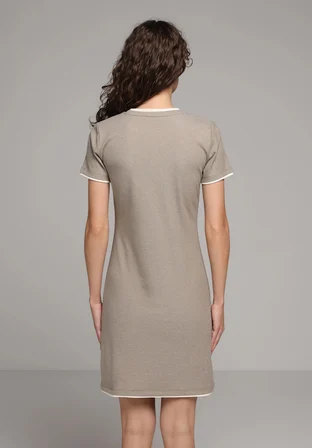 Slim Fit Düz Kadın Yeşil Kısa Kol Elbise