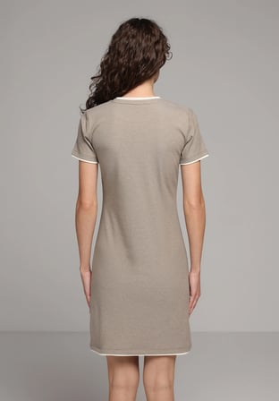 Slim Fit Düz Kadın Yeşil Kısa Kol Elbise