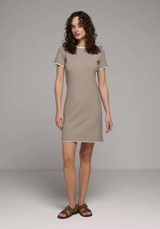 Slim Fit Düz Kadın Yeşil Kısa Kol Elbise