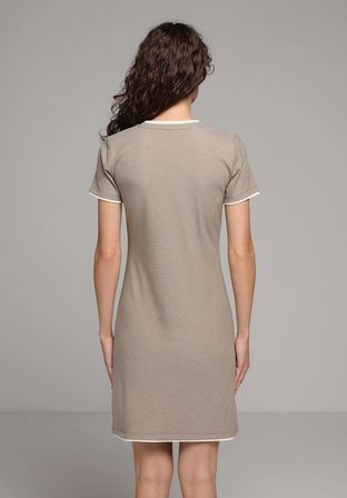 Slim Fit Düz Kadın Yeşil Kısa Kol Elbise