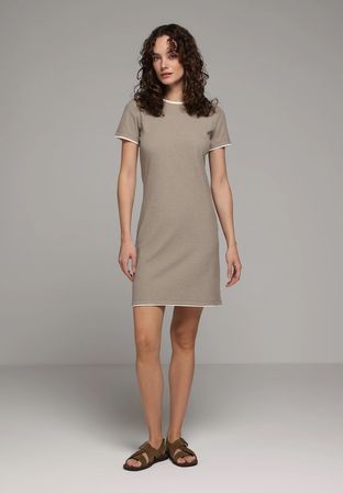 Slim Fit Düz Kadın Yeşil Kısa Kol Elbise