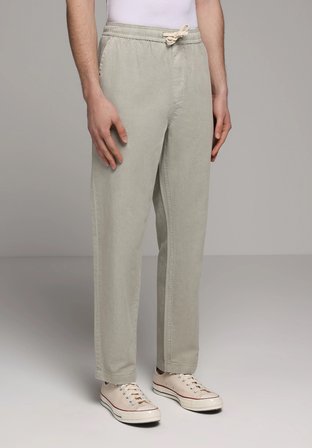 Regular Fit Orta Bel Düz Paça Erkek Yeşil  Pantolon