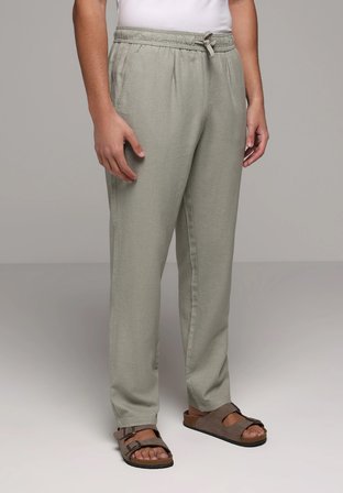 Regular Fit Orta Bel Düz Paça Erkek Yeşil  Pantolon