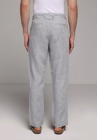Regular Fit Orta Bel Düz Paça Erkek Gri  Pantolon