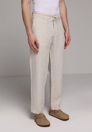 Regular Fit Orta Bel Düz Paça Erkek Taş  Pantolon