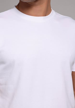 Regular Fit Yuvarlak Yaka Düz Erkek Beyaz Kısa Kol Tişört