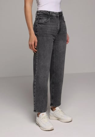 Straight Fit   Kadın Black Denim Jean Pantolon