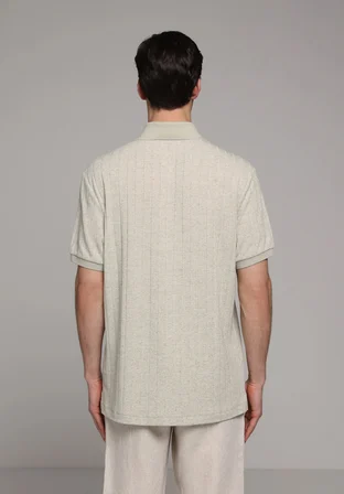 Regular Fit Polo Yaka Düz Erkek Yeşil Kısa Kol Tişört