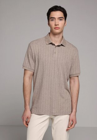 Regular Fit Polo Yaka Düz Erkek Gri Kısa Kol Tişört