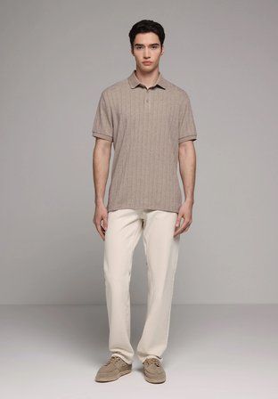 Regular Fit Polo Yaka Düz Erkek Gri Kısa Kol Tişört