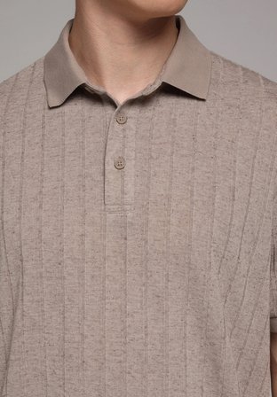Regular Fit Polo Yaka Düz Erkek Gri Kısa Kol Tişört