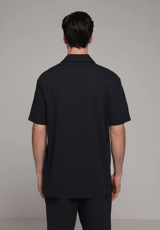 Regular Fit Polo Yaka Düz Erkek Lacivert Kısa Kol Tişört
