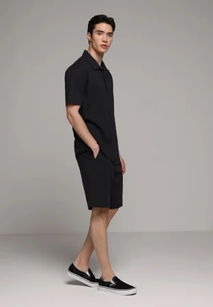 Regular Fit Polo Yaka Düz Erkek Lacivert Kısa Kol Tişört