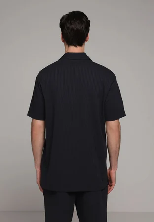 Regular Fit Polo Yaka Düz Erkek Lacivert Kısa Kol Tişört