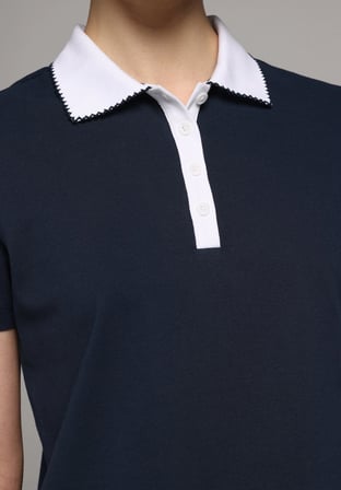 Regular Fit Polo Yaka Düz Kadın Lacivert Kısa Kol Tişört