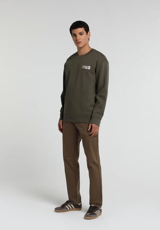 Relaxed Fit Yuvarlak Yaka Düz Erkek Yeşil Sweatshirt