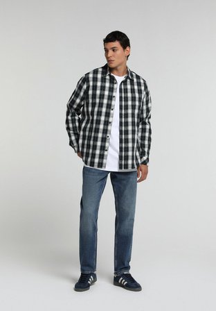 Regular Fit Shirt Neck Ekoseli Erkek Yeşil Uzun Kol Gömlek