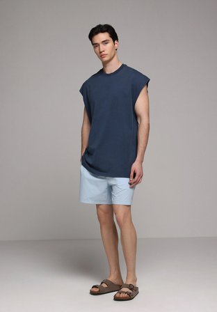 Oversize Fit   Erkek Mavi Atlet