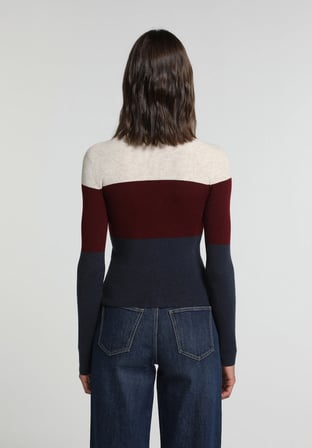 Slim Fit Yuvarlak Yaka Çizgili Kadın Çok Renkli Kazak
