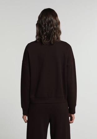Regular Fit Fermuarlı Düz Kadın Mor Sweatshirt