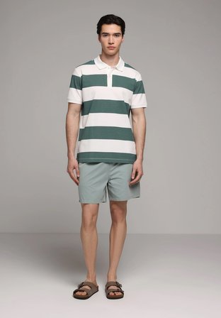 Slim Fit Düz Erkek Gri Deniz Şortu