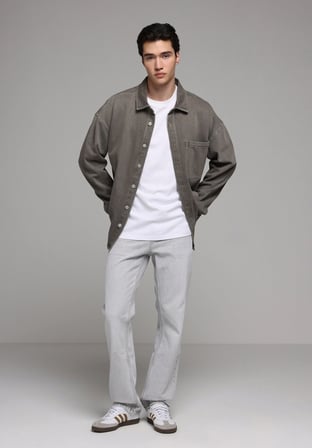 Regular Fit   Erkek Grey Denim Jean Pantolon