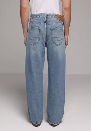 Relaxed Fit   Erkek Mid İndigo Denim Jean Pantolon