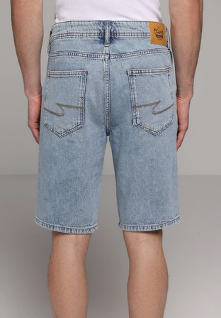 Regular Fit Orta Bel Düz Erkek Light İndigo Denim Jean Şort