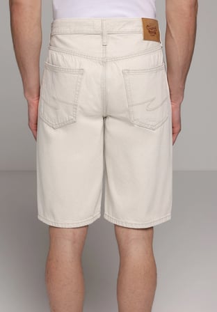 Loose Straight Fit Orta Bel Düz Erkek Bleach İndigo Denim Jean Şort