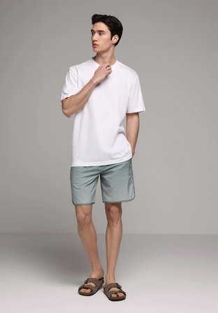 Slim Fit Baskılı Erkek Yeşil Deniz Şortu