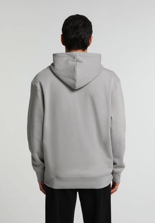 Relaxed Fit Kapüşonlu Düz Erkek Gri Sweatshirt