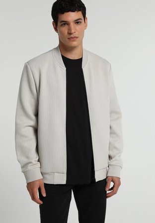 Slim Fit Fermuarlı   Erkek Taş Ceket