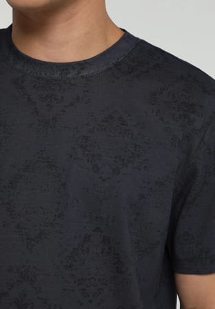 Regular Fit Yuvarlak Yaka Baskılı Erkek Antrasit Kısa Kol Tişört