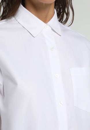 Boyfriend Fit Shirt Neck Düz Kadın Beyaz Uzun Kol Gömlek