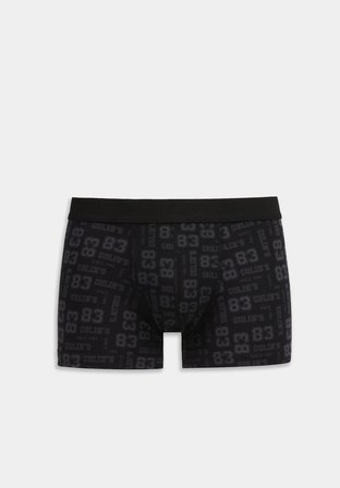 Trunk Fit Baskılı Erkek Siyah Boxer