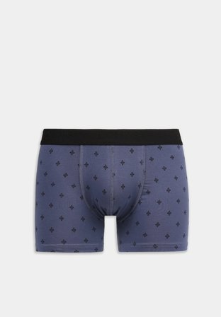 Standart Fit Baskılı Erkek Mavi Boxer