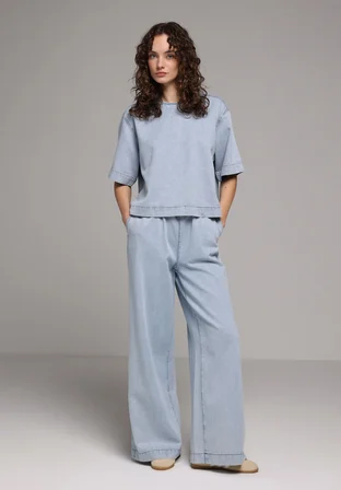 Oversize Fit   Kadın Light İndigo Denim  Gömlek