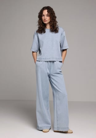 Oversize Fit   Kadın Light İndigo Denim  Gömlek