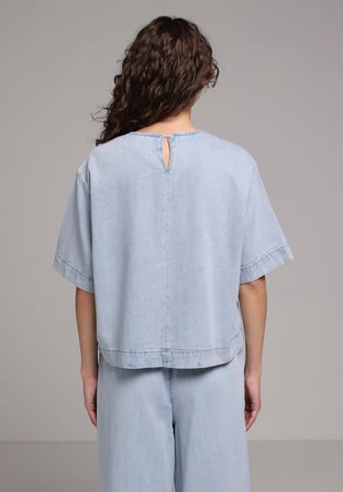 Oversize Fit   Kadın Light İndigo Denim  Gömlek