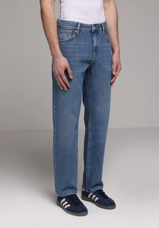 Regular Fit   Erkek Mid İndigo Denim Jean Pantolon