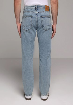 Straight Fit   Erkek Light İndigo Denim Jean Pantolon