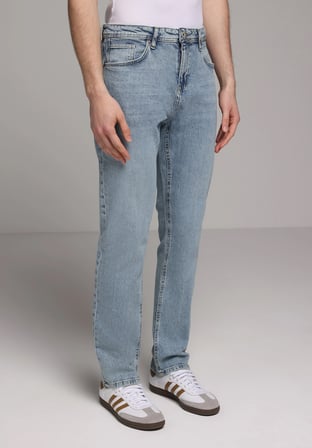 Straight Fit   Erkek Light İndigo Denim Jean Pantolon