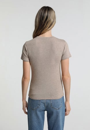 Slim Fit   Kadın Bej  Tişört